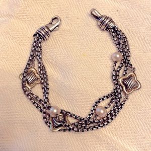🤩MUST SEE🤩 Auth David Yurman Quatrefoil & Pink Pearl Bracelet 💎RARE💎 VINTAGE